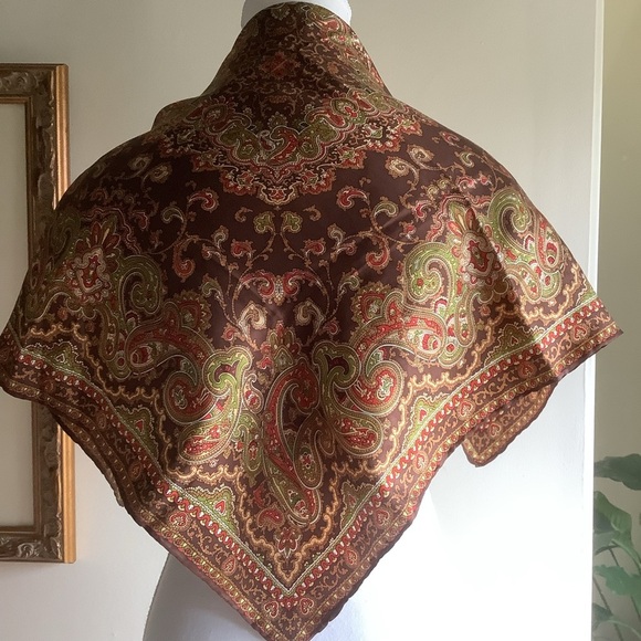 Brown Paisley 26 1/2” Square Scarf - Picture 1 of 10